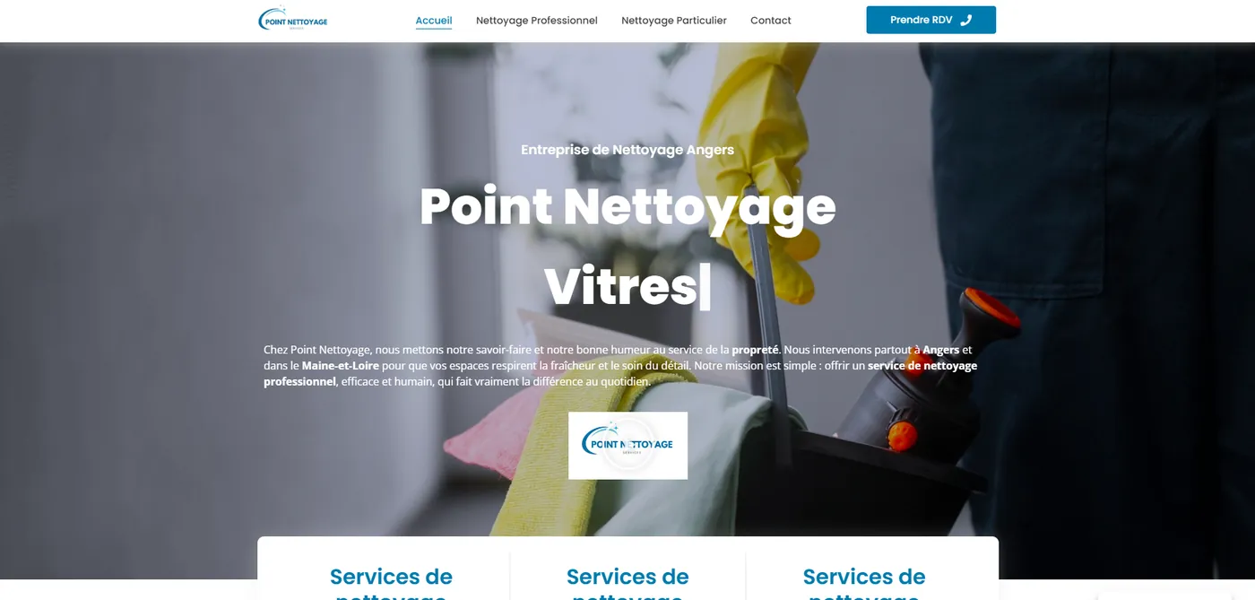 Page d’accueil du site Point Nettoyage
